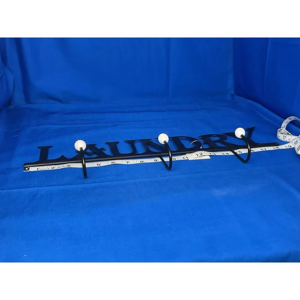 Decorative Laundry Wall Hook - Black Metal with White Ball Accents